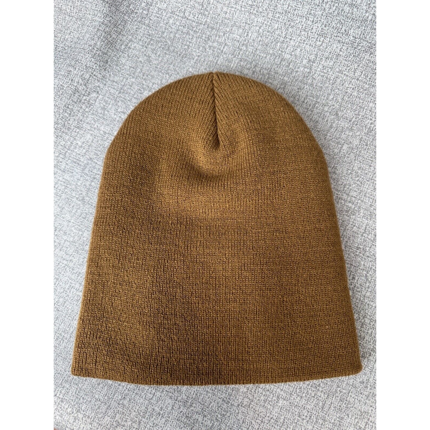 Handmade Granny Square Patch Brown Ribbed Knit Beanie Hat Unisex New with Tag