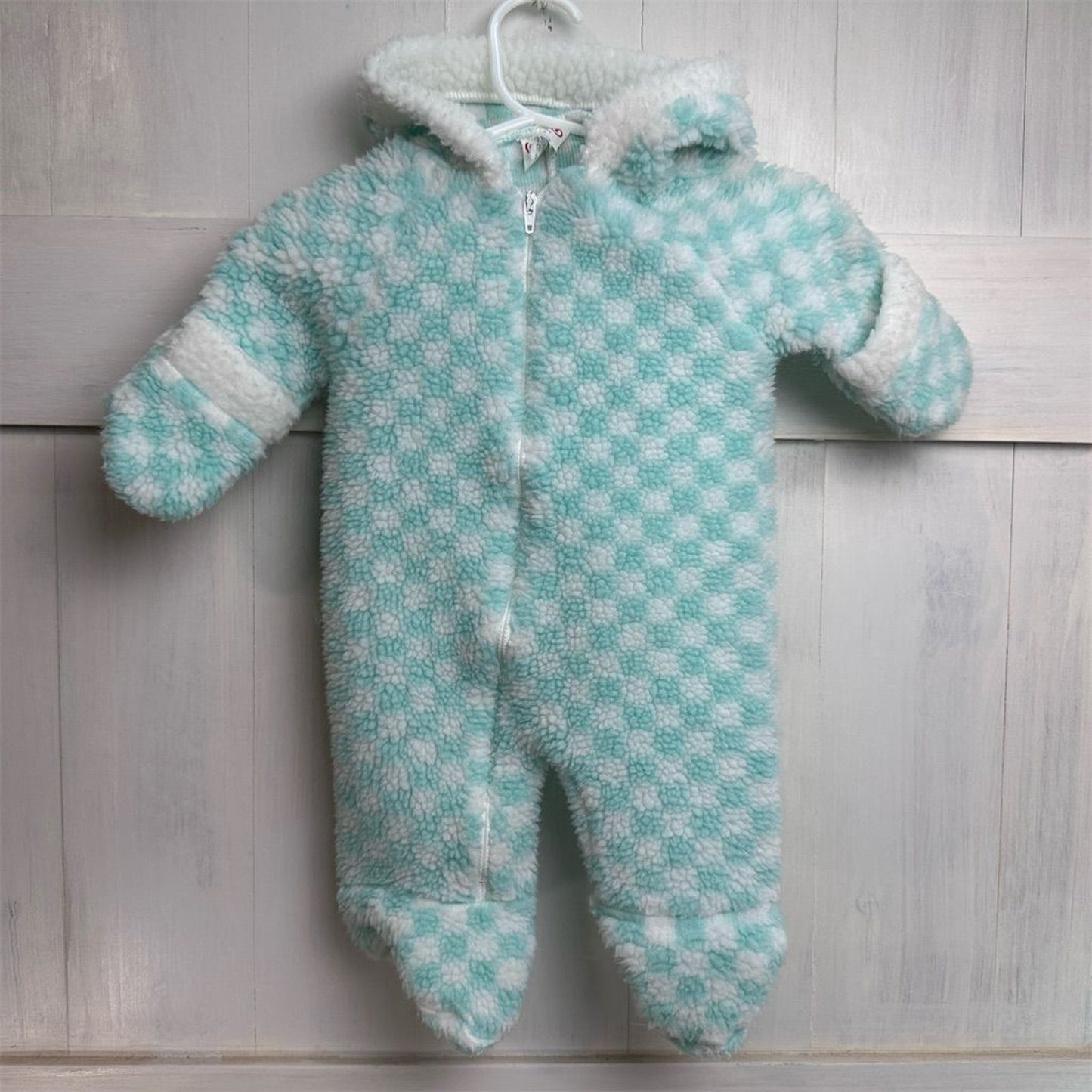 OBion Baby Snowsuit 0-6M Quilted Winter Pram Suit Mint Green Unisex Outerwear