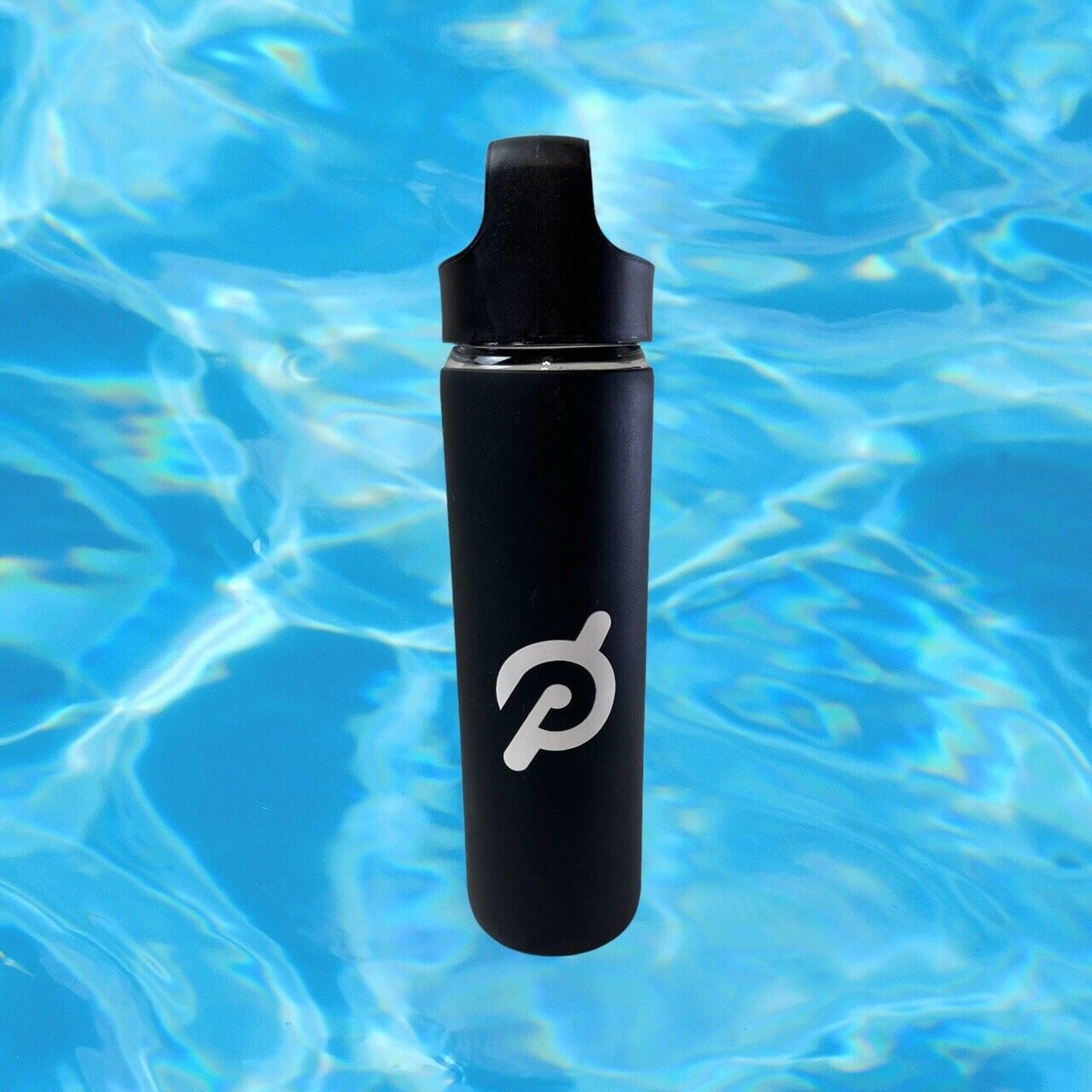 Peloton Glass Water Bottle 16oz Black with Silicone Non-Slip Grip - Gym Fitness Hydration