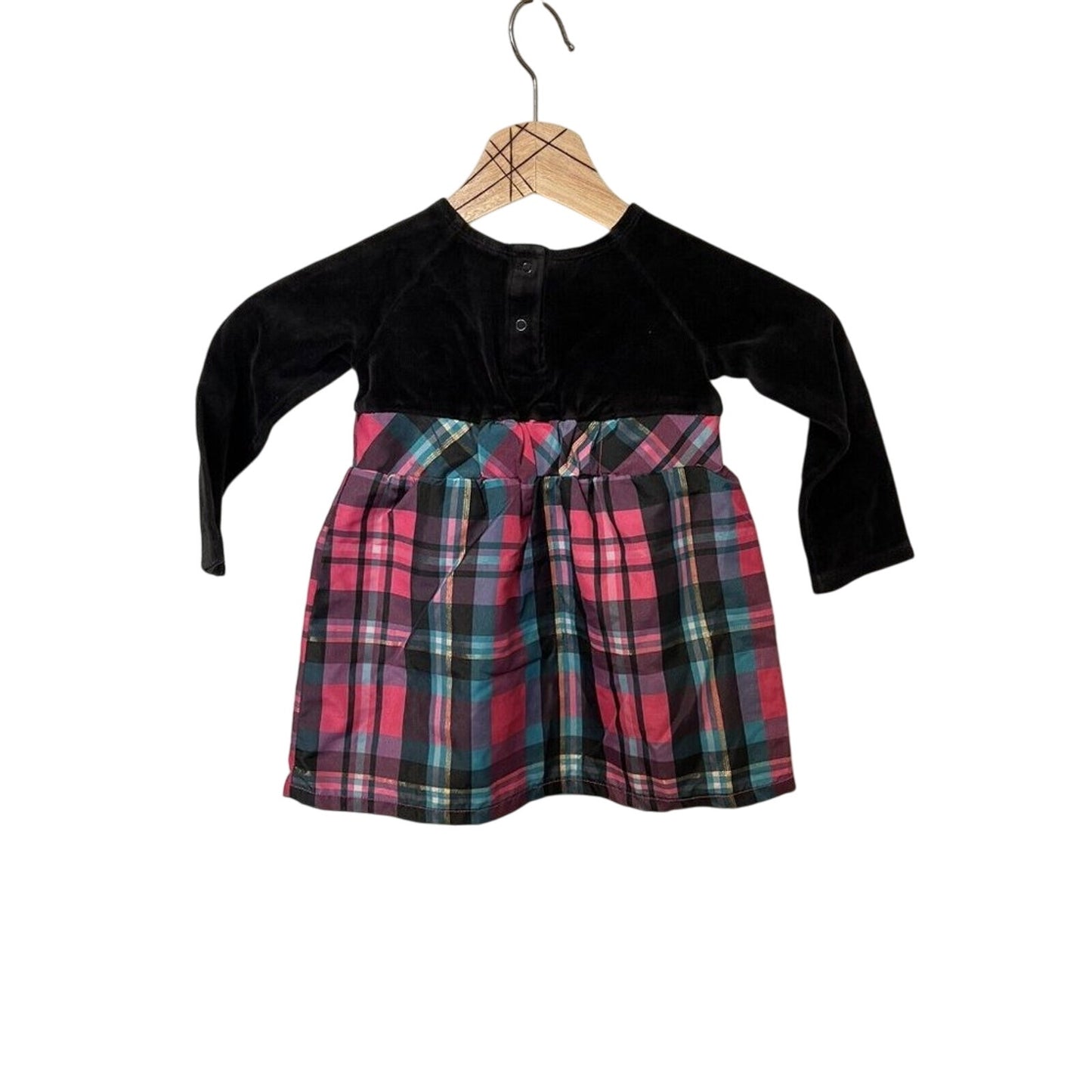 Healthtex Black Velvet Plaid Holiday Dress 18-24M Toddler Girl Special Occasion