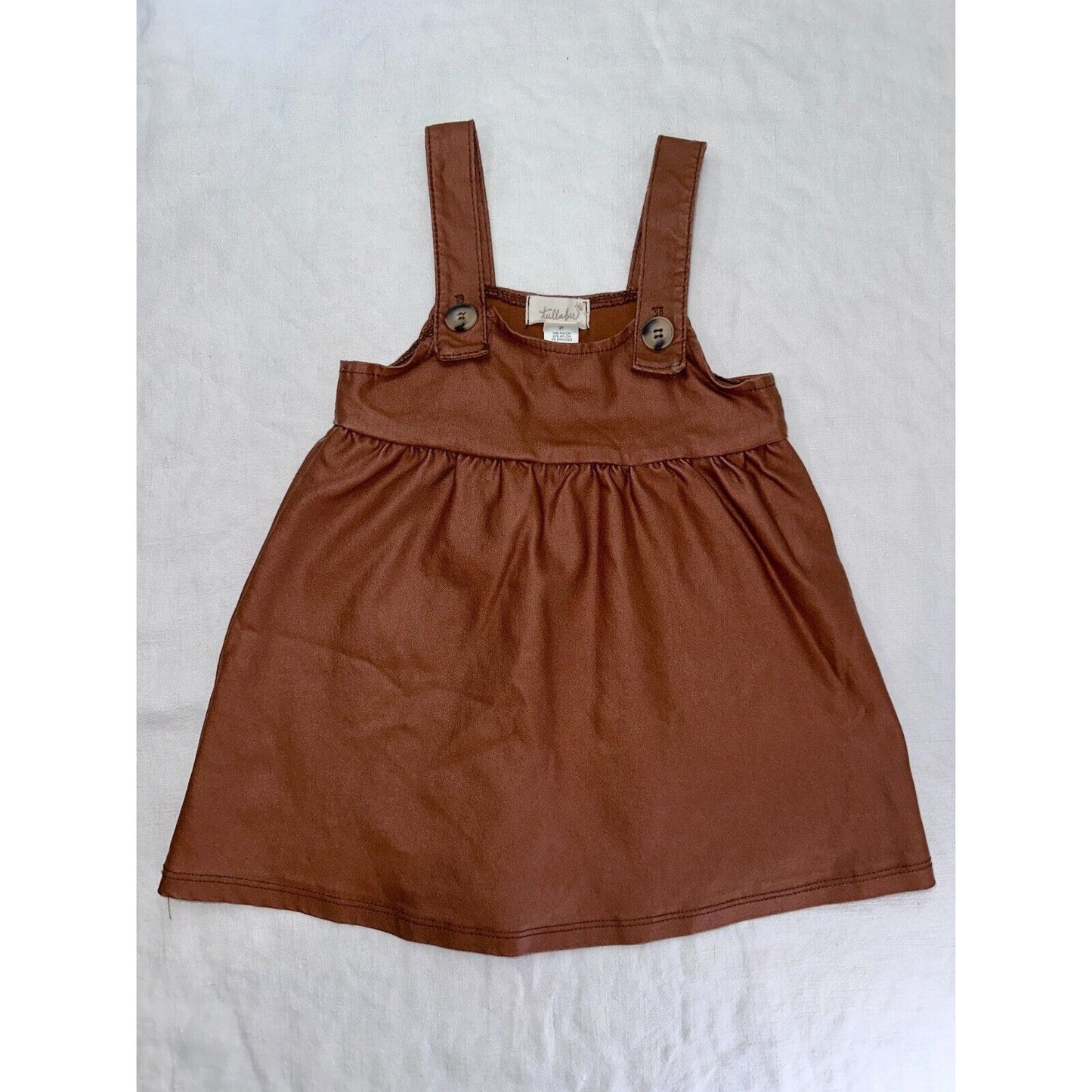 Tullabee Brown Faux Leather Overall Dress Toddler Girls Size 2T Sleeveless