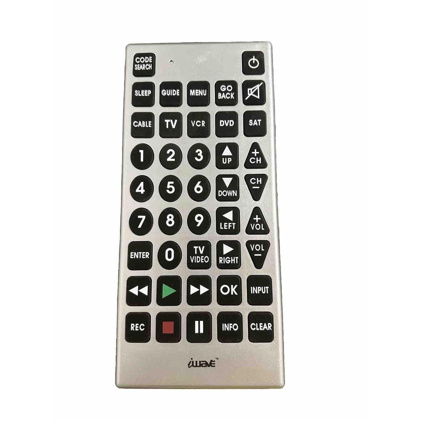 iWave Super Size Universal Remote Control XL Buttons TV VCR DVD SAT Cable Compat