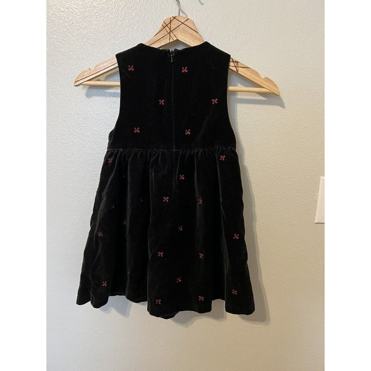 Gymboree Girls Black Velvet Holiday Portrait Dress Size 5 Red Bows Special