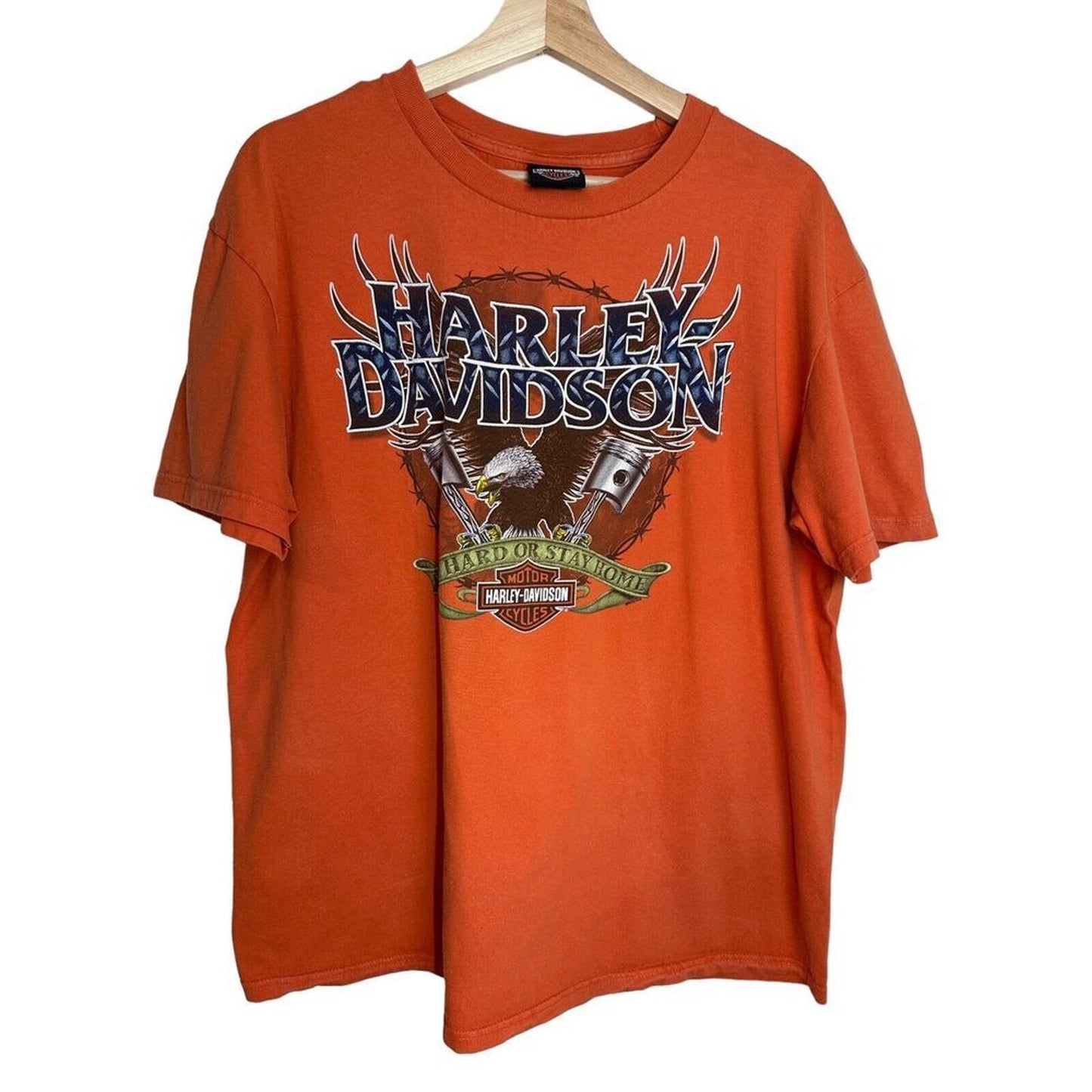 Harley Davidson Men's Orange T-Shirt XL Landers Hot Springs Arkansas Pre-Owned