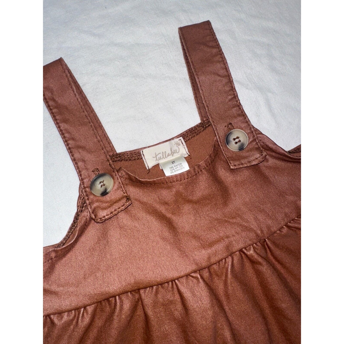 Tullabee Brown Faux Leather Overall Dress Toddler Girls Size 2T Sleeveless