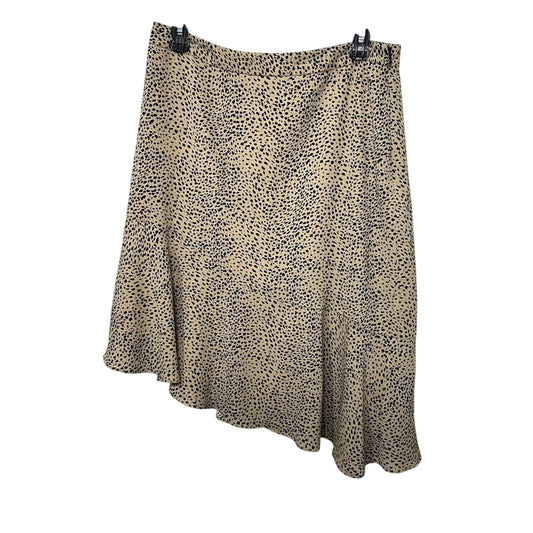 Halston Heritage Cheetah Print Asymmetrical Skirt Size 10 Tan Pre-Owned