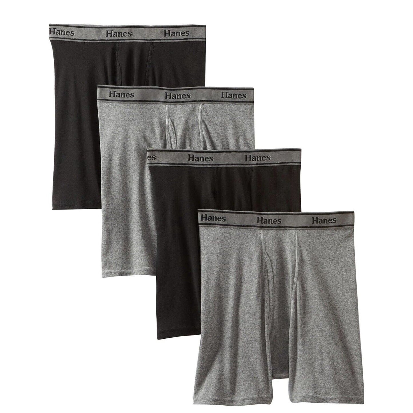 New In Package Hanes 4 pack Tagless Boxer Briefs Size M 32-34 Gray And Black