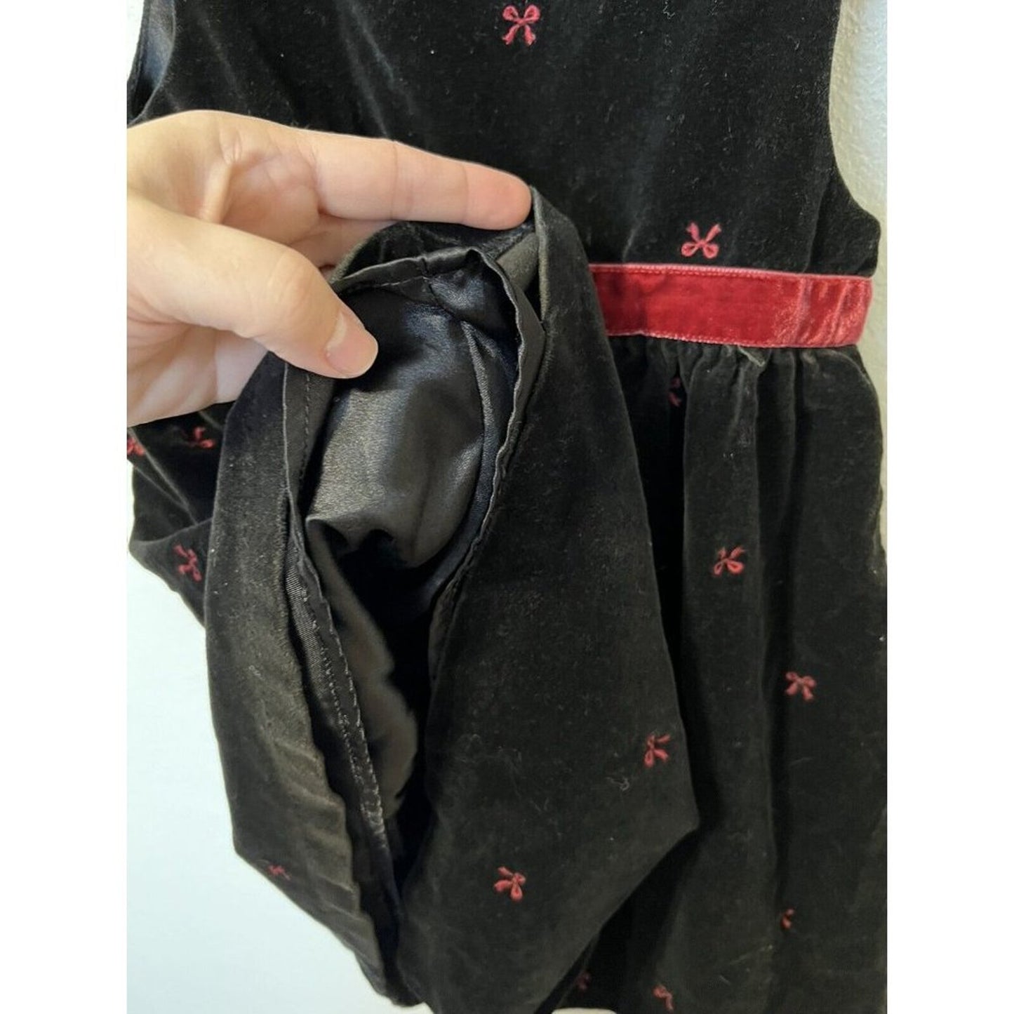 Gymboree Girls Black Velvet Holiday Portrait Dress Size 5 Red Bows Special