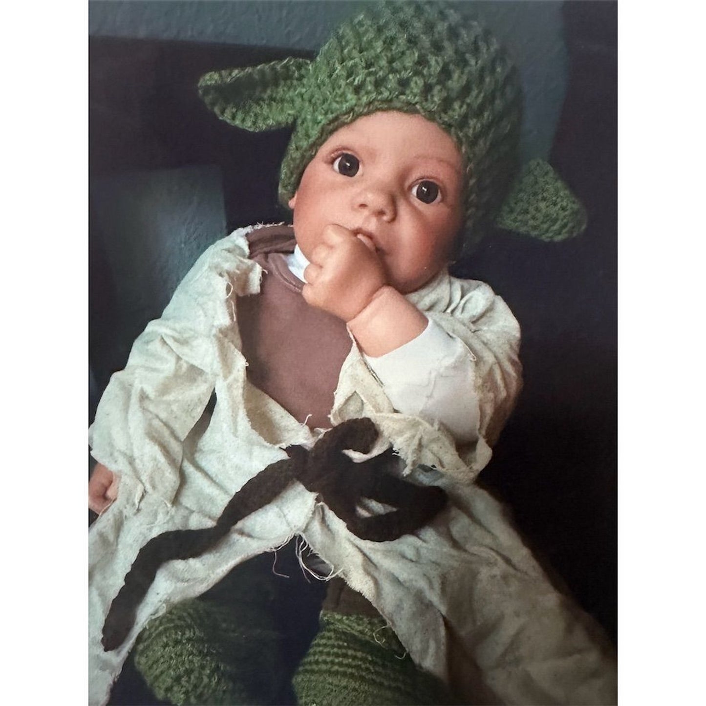 Handmade Baby Yoda Costume Set 6 Piece Star Wars Inspired Outfit 0-3 Months Brown Green Unisex