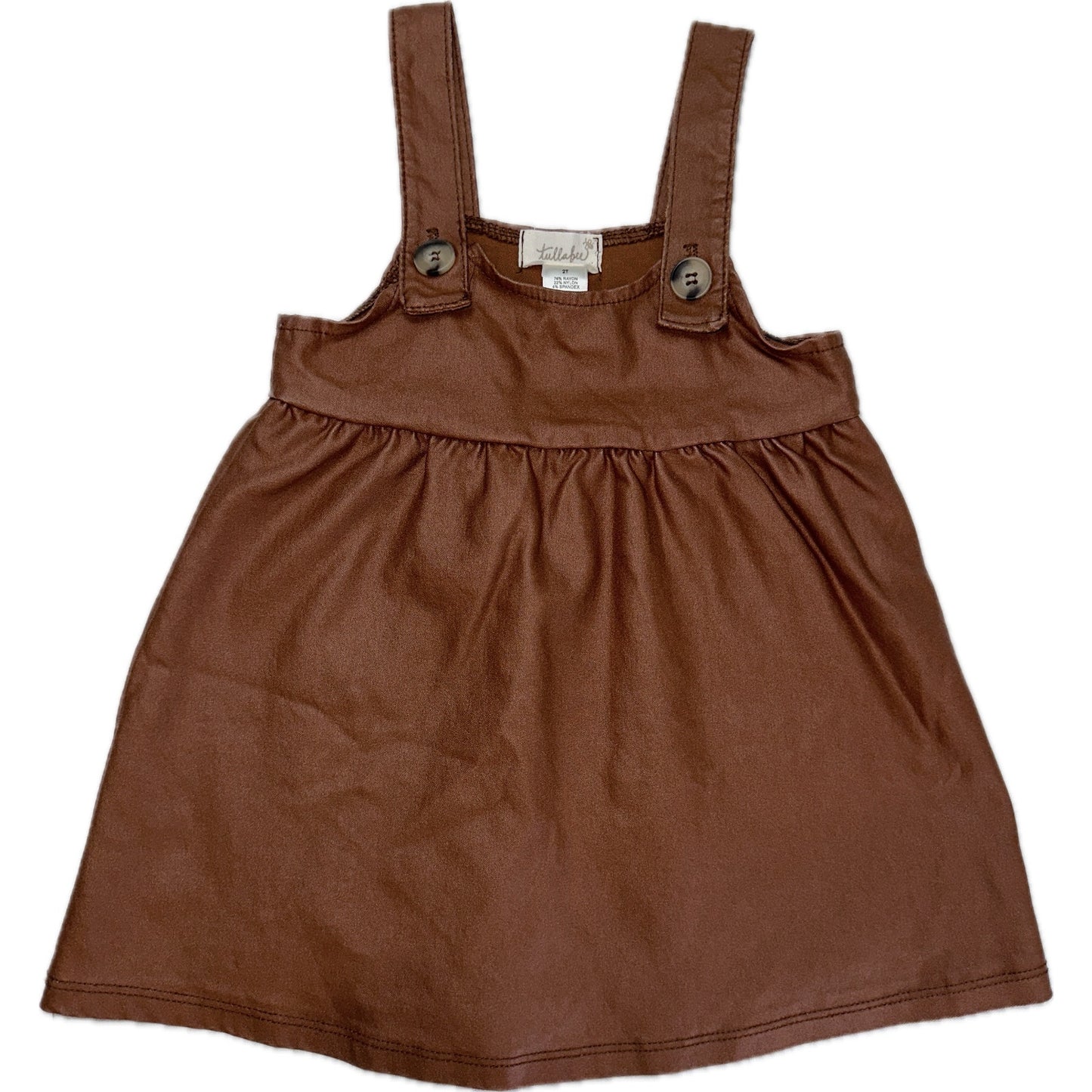 Tullabee Brown Faux Leather Overall Dress Toddler Girls Size 2T Sleeveless