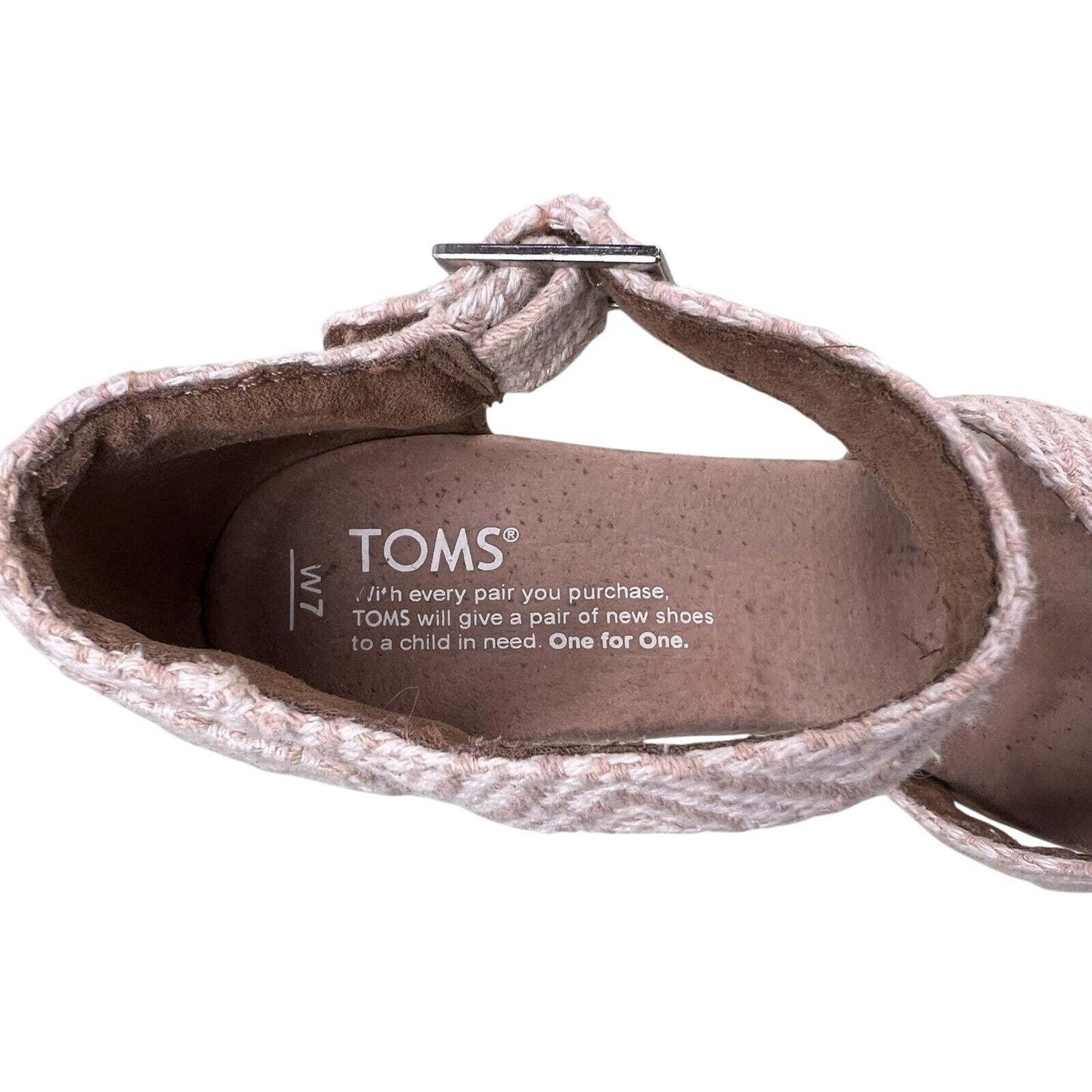 TOMS Women's Beige Cork Wedge Sandals Size 7 Ankle Strap Open Toe Summer Casual