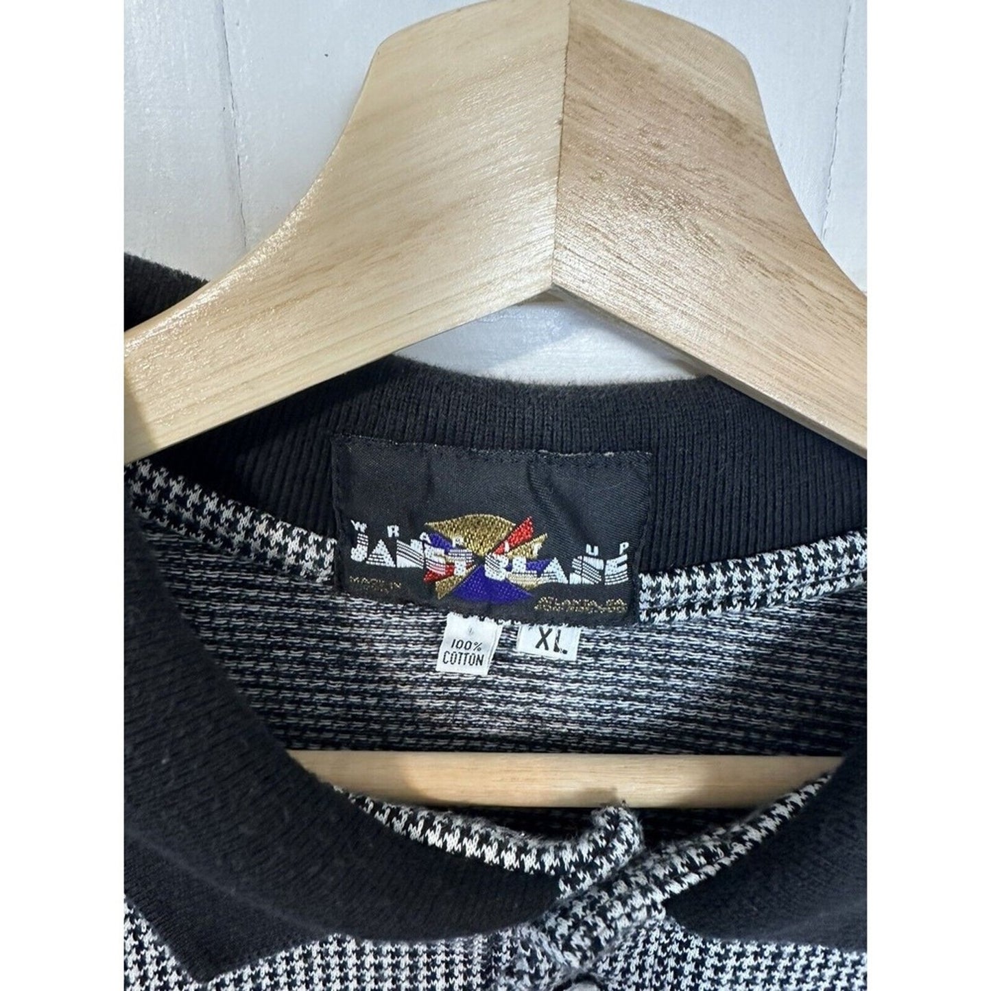 NASCAR Vintage Collared Shirt XL Wrap It Up Janet Blase Tag black and white