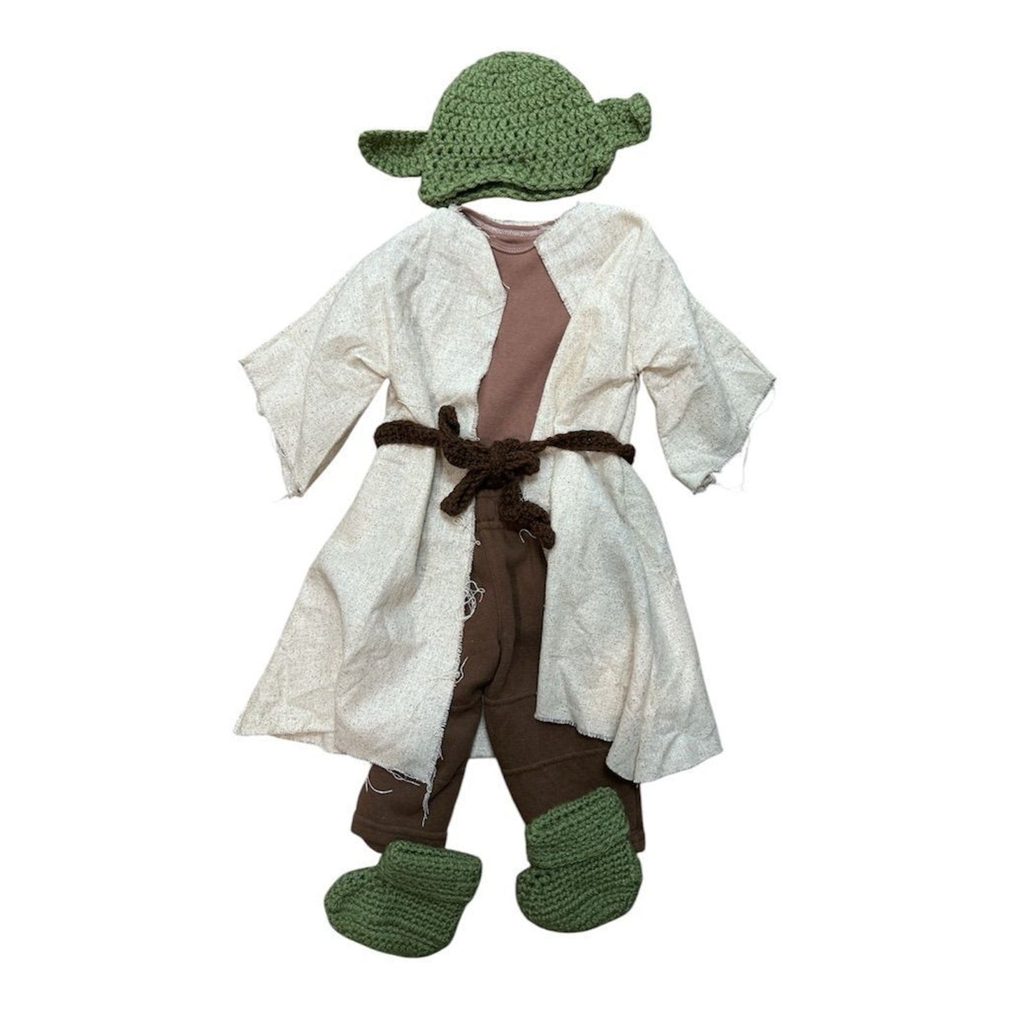 Handmade Baby Yoda Costume Set 6 Piece Star Wars Inspired Outfit 0-3 Months Brown Green Unisex