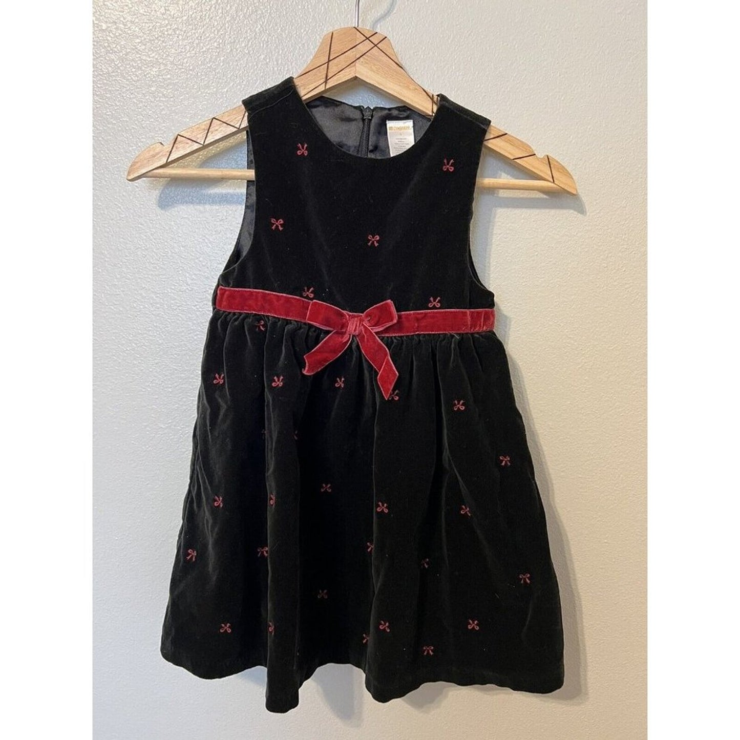 Gymboree Girls Black Velvet Holiday Portrait Dress Size 5 Red Bows Special