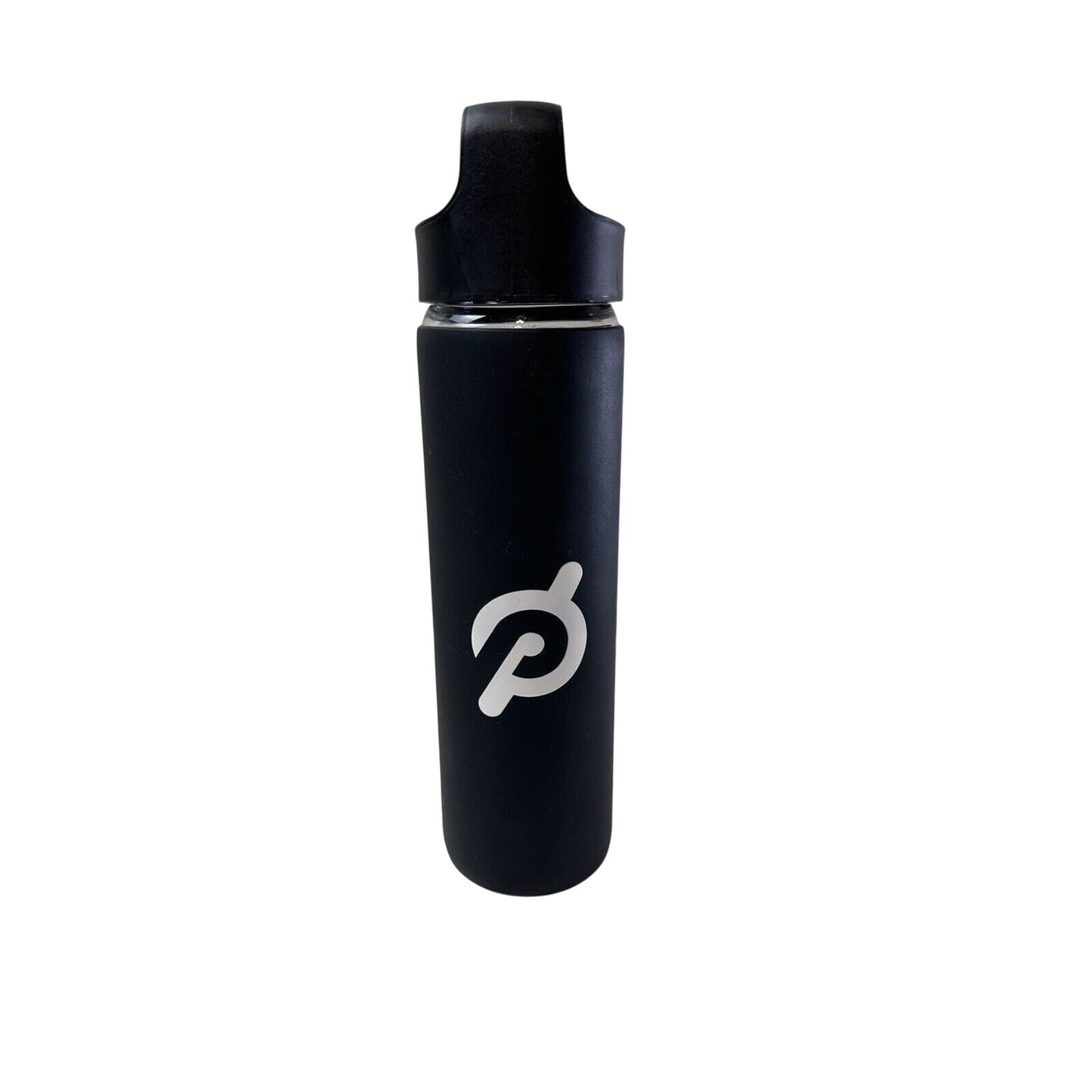 Peloton Glass Water Bottle 16oz Black with Silicone Non-Slip Grip - Gym Fitness Hydration