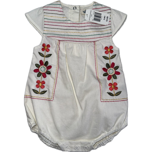 Indigo Soul NWT Infant Girl Embroidered Floral Romper 6-9 Months Ivory Baby