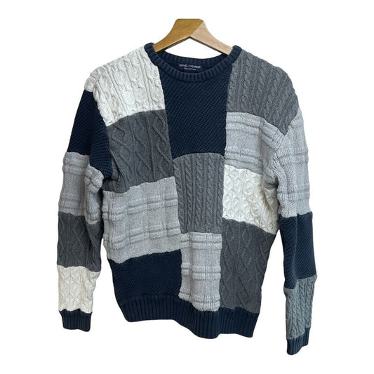 Daniel Cremieux Men's Stylish Patchwork Cable-Knit Pullover Sweater Multicolor M