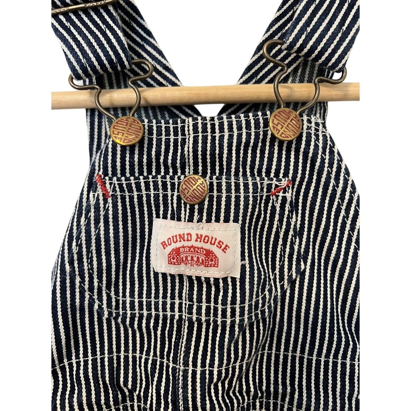 Round House Baby Overalls - 24 Months Blue & White Pinstriped Classic Denim Look