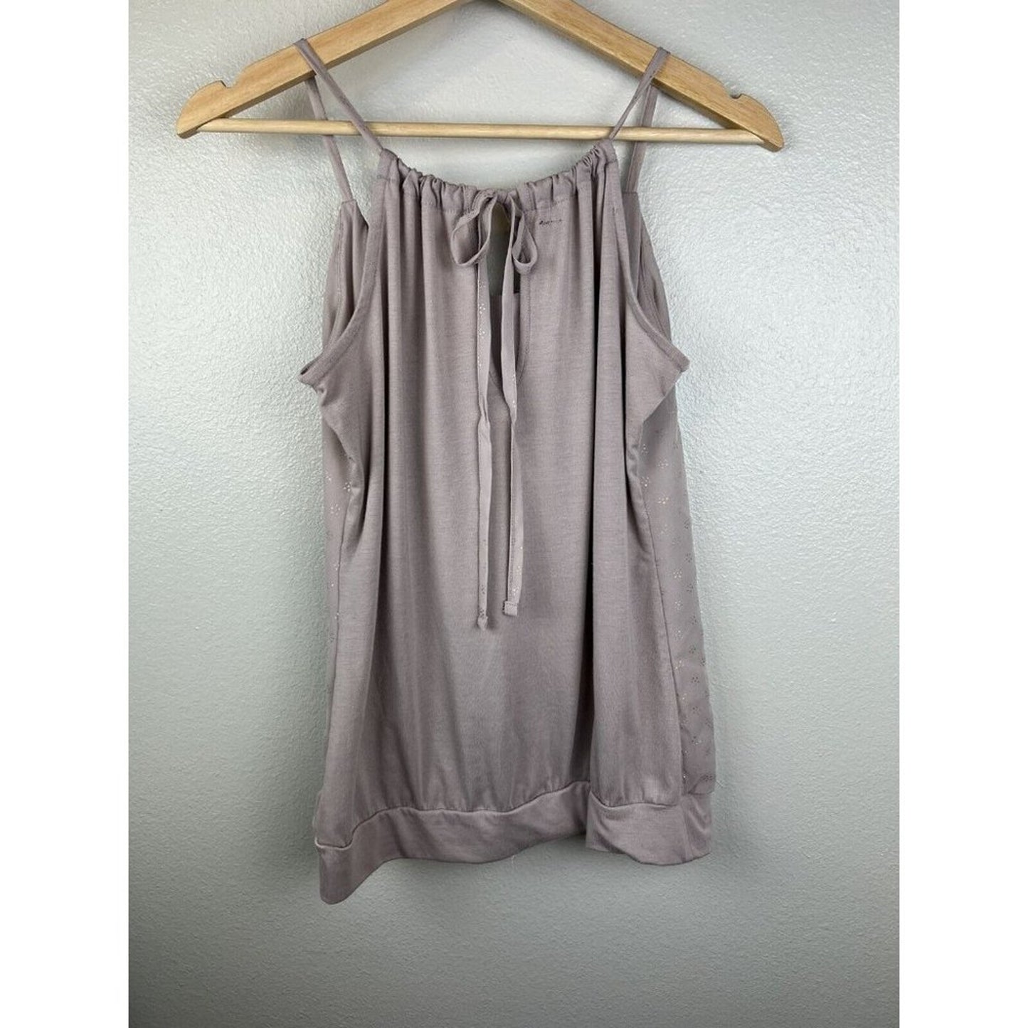 Maurices Beige String-Tie Tank Top with Copper Accents Small Work to Casual Wear