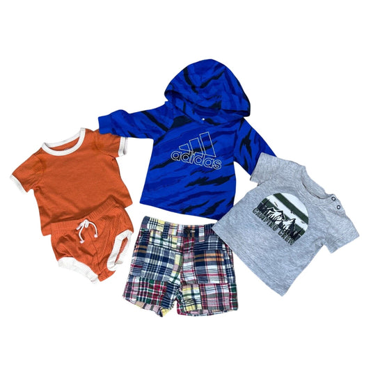 Baby Boy 3M Clothing Lot Adidas Ralph Lauren Cat & Jack 5pc Blue Orange Outfits