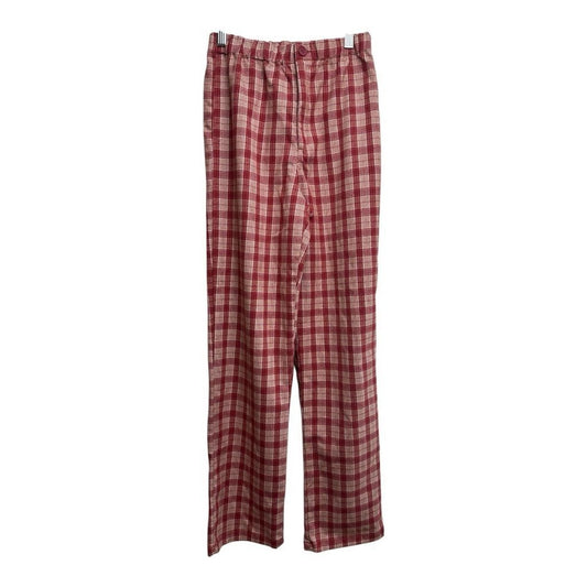 Brandy Melville Red Plaid High Waist Straight Leg Pants Size 25 Juniors red tan