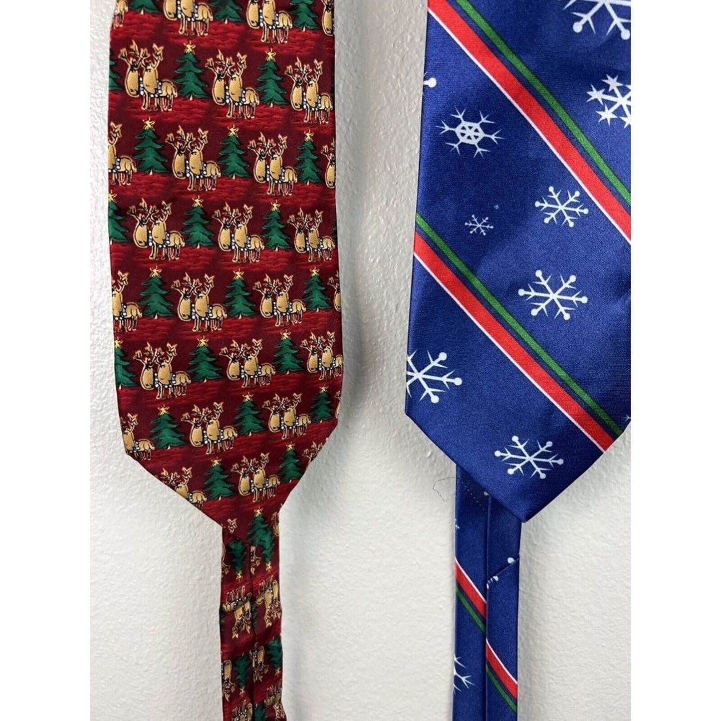 J. Garcia Christmas Ties Lot Snowflake Reindeer Pattern Winter Neckties Red Blue