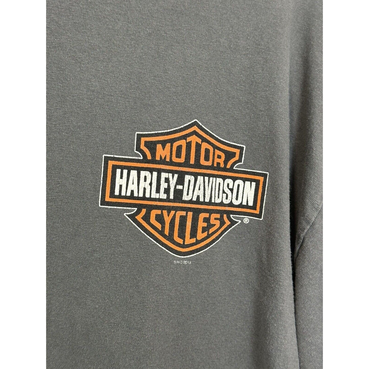 Harley Davidson Little Rock Arkansas Landers Long Sleeve XL Grey Orange Logo tee