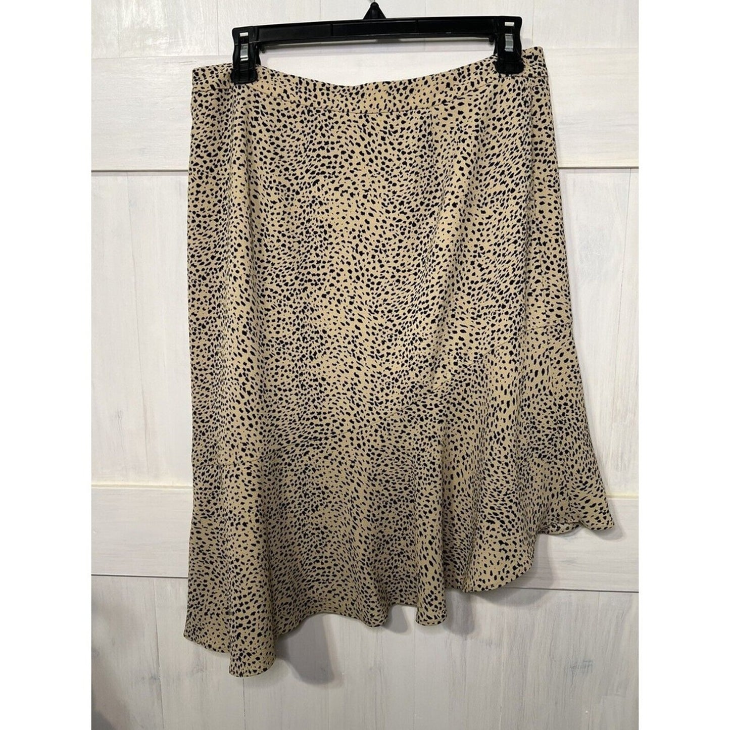 Halston Heritage Cheetah Print Asymmetrical Skirt Size 10 Tan Pre-Owned