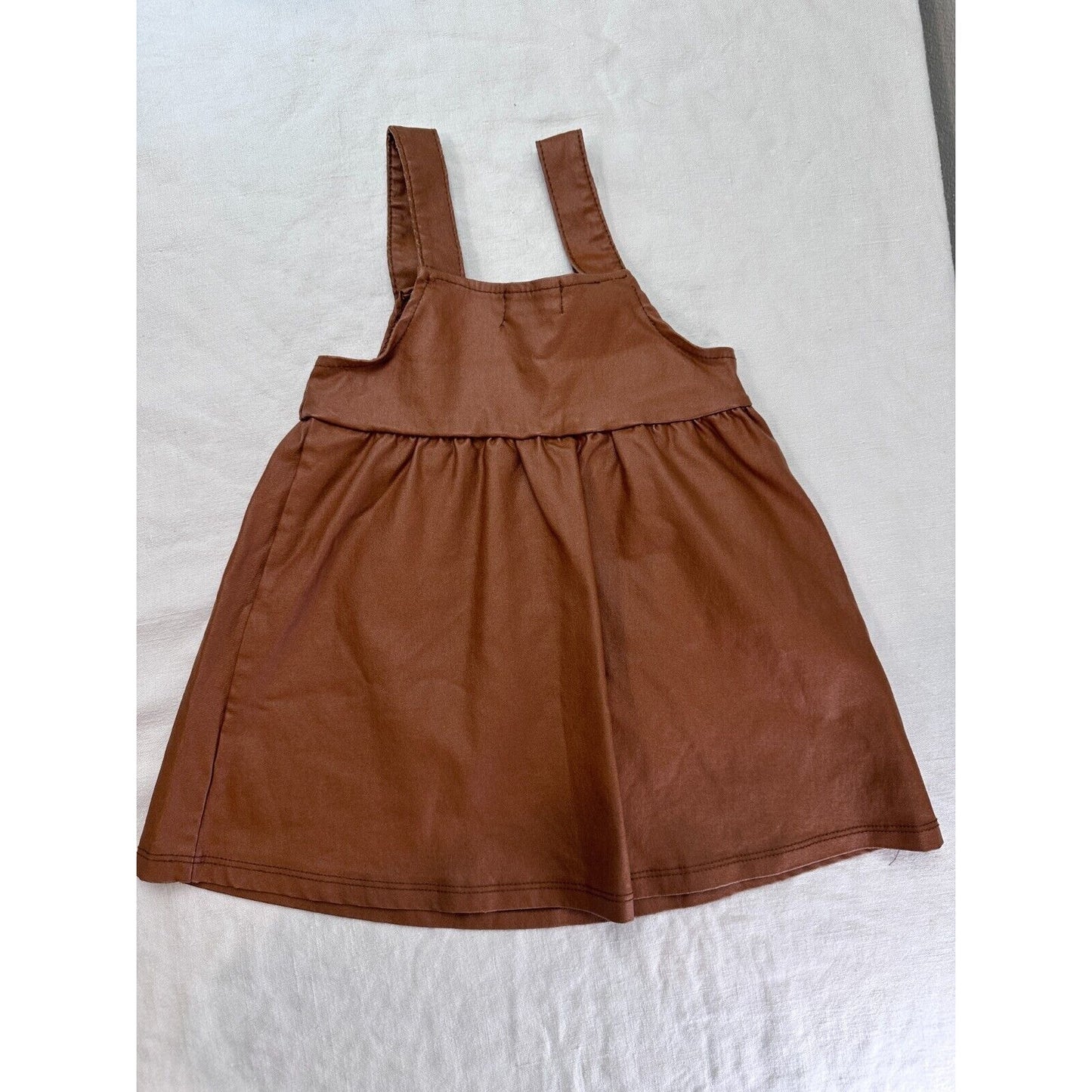 Tullabee Brown Faux Leather Overall Dress Toddler Girls Size 2T Sleeveless