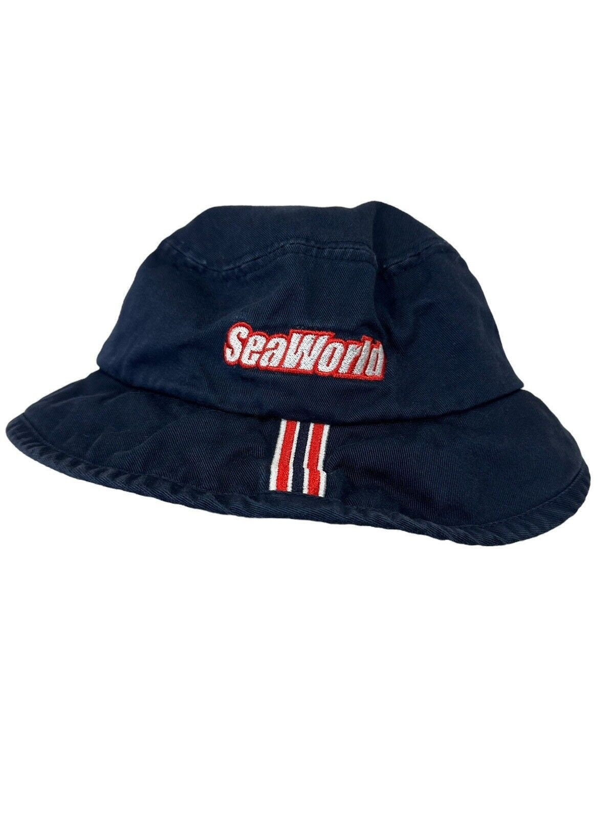 Seaworld Embroidered Adventure Parks Adult Bucket Hat Navy And Red