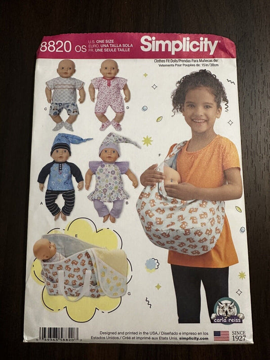 Sewing Pattern -Simplicity 8820 15" Baby Doll Clothes & Accessories