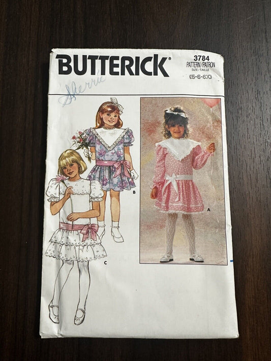 3784 Vintage Butterick SEWING Pattern Girls Dress Party Evening Gown Size 5 6 6x