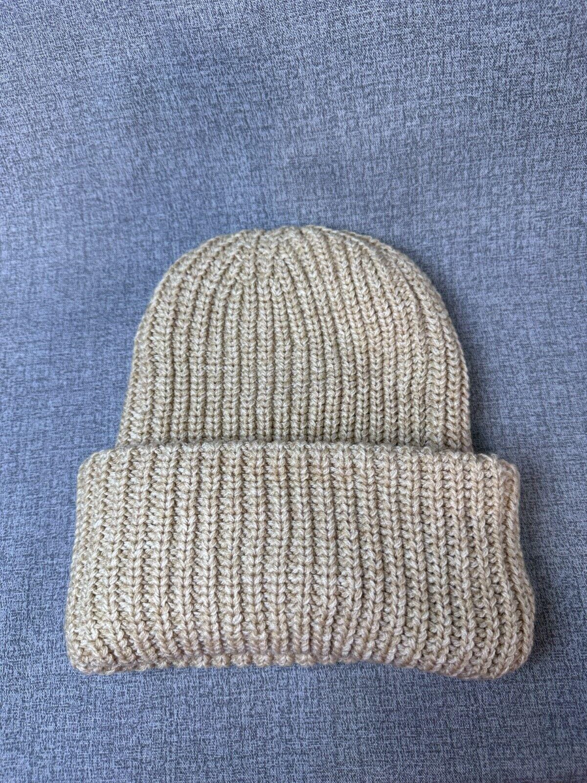 Motorcycle Club Riders Patch Tan chunky knit Cuff Beanie unisex