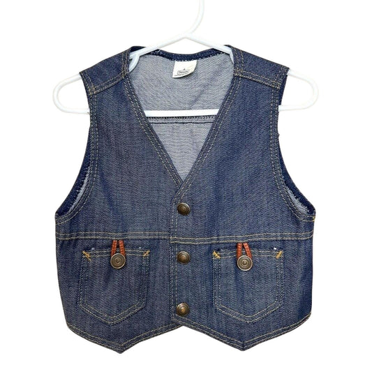 Dark Blue Denim Boys Vest Vintage Sears Size 4 dress up western wear